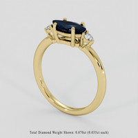 0.87 Ct. Blue Sapphire Ring, 18K Yellow Gold 2