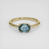 1.51 Ct. Greenish Blue Sapphire Ring, 18K Yellow Gold 1