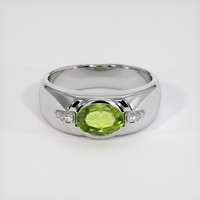 1.21 Ct. Green (Lime Green) Peridot Ring, 10K White Gold 1
