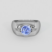 2.96 Ct. Blue Sapphire Ring, 18K White Gold 1