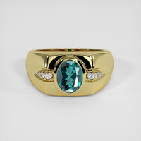 2.41 Ct. Bluish Green Topaz Ring, 18K Yellow Gold 1