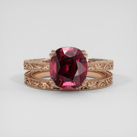 3.44 Ct. Purplish Red Rhodolite Garnet Ring, 18K Rose Gold 1