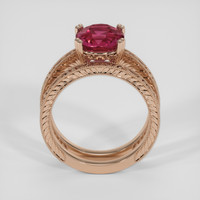 3.44 Ct. Purplish Red Rhodolite Garnet Ring, 18K Rose Gold 3