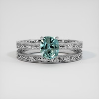 1.26 Ct. Greenish Blue Sapphire Ring, 14K White Gold 1