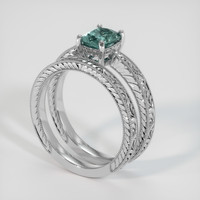 1.26 Ct. Greenish Blue Sapphire Ring, 14K White Gold 2