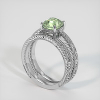 2.03 Ct. Green Sapphire Ring, 18K White Gold 2