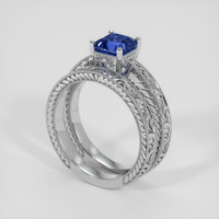 1.40 Ct. Blue Sapphire Ring, 18K White Gold 2