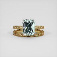 3.39 Ct. Greenish Blue Aquamarine Ring, 18K White & Yellow 1