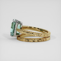 3.39 Ct. Greenish Blue Aquamarine Ring, 18K White & Yellow 4