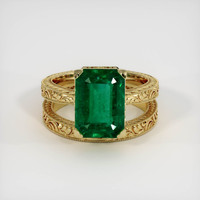 4.15 Ct. Emerald Ring, 18K Yellow Gold 1