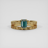1.13 Ct. Bluish Green Sapphire Ring, 18K Yellow Gold 1