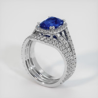 3.02 Ct. Blue Sapphire Ring, 10K White Gold 2