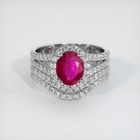 1.24 Ct. Pinkish Red Ruby Ring, 10K White Gold 1