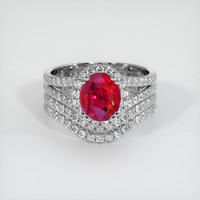 2.00 Ct. Pinkish Red Ruby Ring, 10K White Gold 1