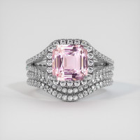 3.50 Ct. Pink Sapphire Ring, 18K White Gold 1