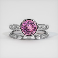 2.15 Ct. Pink Sapphire Ring, 18K White Gold 1