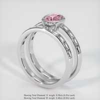 0.73 Ct. Pink Sapphire Ring, 18K White Gold 2