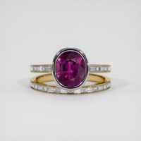 4.06 Ct. Purplish Pink Sapphire Ring, 14K White & Yellow 1