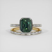 3.64 Ct. Bluish Green Sapphire Ring, 18K White & Yellow 1