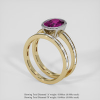 4.06 Ct. Purplish Pink Sapphire Ring, 18K White & Yellow 2