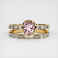 0.73 Ct. Pink Sapphire Ring, 14K Yellow Gold 1
