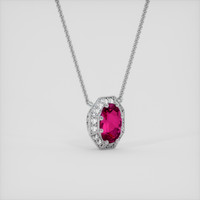 0.86 Ct. Pinkish Red Rubellite Tourmaline Necklace, 14K White Gold 2