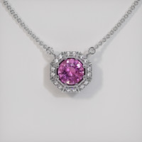 0.46 Ct. Purplish Pink Sapphire Necklace, 14K White Gold 1