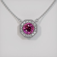 0.49 Ct. Pinkish Purple Sapphire Necklace, 14K White Gold 1