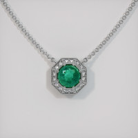 0.77 Ct. Emerald  Pendant - 18K White Gold