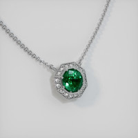 2.95 Ct. Emerald  Pendant - 18K White Gold
