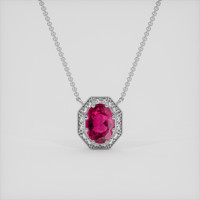 0.86 Ct. Pinkish Red Rubellite Tourmaline Necklace, 18K White Gold 1
