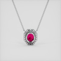 0.86 Ct. Pinkish Red Rubellite Tourmaline Necklace, 18K White Gold 4