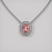 0.74 Ct. Padparadscha Sapphire Necklace, 18K White Gold 1