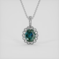 3.06 Ct. Greenish Blue Sapphire Pendant, Platinum 950 1