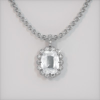 7.79 Ct. White Sapphire Pendant, Platinum 950 1