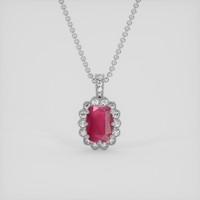 3.00 Ct. Pinkish Red Ruby Pendant, Silver 1