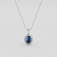 1.10 Ct. Blue Sapphire Pendant, 10K White Gold 1
