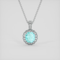 2.30 Ct. Electric Blue Paraiba Tourmaline Pendant, 14K White Gold 1