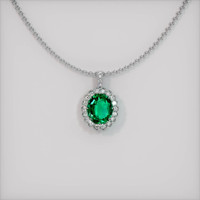 2.91 Ct. Emerald  Pendant - 18K White Gold