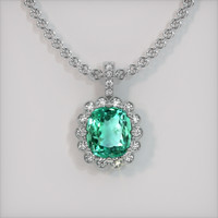 4.09 Ct. Emerald Pendant, 18K White Gold 1