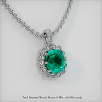 4.09 Ct. Emerald Pendant, 18K White Gold 2