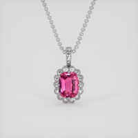 2.10 Ct. Pink Sapphire Pendant, 18K White Gold 1