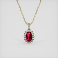 1.01 Ct. Pinkish Red Ruby Pendant, 14K Yellow Gold 1