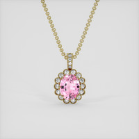 2.16 Ct. Pink Sapphire Pendant, 14K Yellow Gold 1