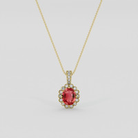 1.50 Ct. Padparadscha Sapphire Pendant, 18K Yellow Gold 1