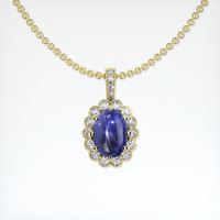 3.91 Ct. Blue Sapphire Pendant, 18K Yellow Gold 1