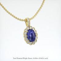 3.91 Ct. Blue Sapphire Pendant, 18K Yellow Gold 2