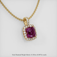 1.02 Ct. Purple Sapphire Pendant, 18K Yellow Gold 2