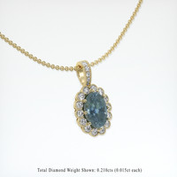 0.98 Ct. Bluish Green Sapphire Pendant, 18K Yellow Gold 2