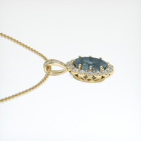 0.98 Ct. Bluish Green Sapphire Pendant, 18K Yellow Gold 3